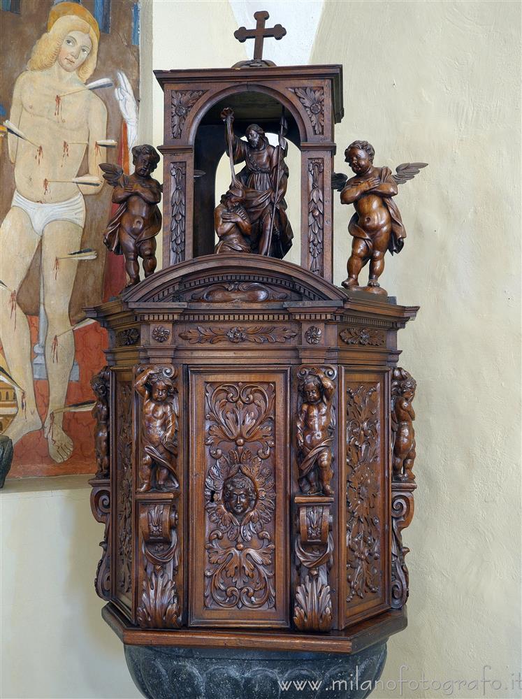 Verrone (Biella, Italy) - Ciborium of the baptismal font of the St. Lawrence Church